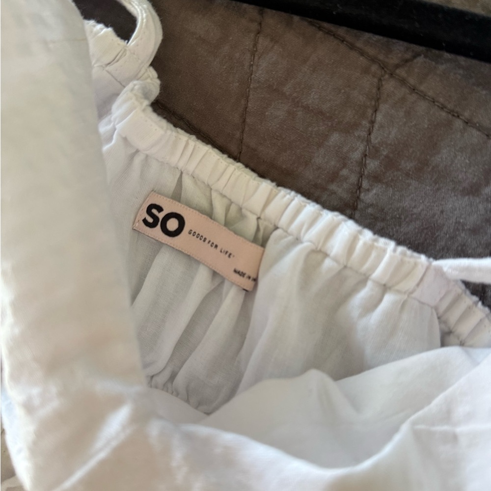 NWT SO white dress Seersucker midi flutter sleeve milkmaid dress size medium - Picture 10 of 16